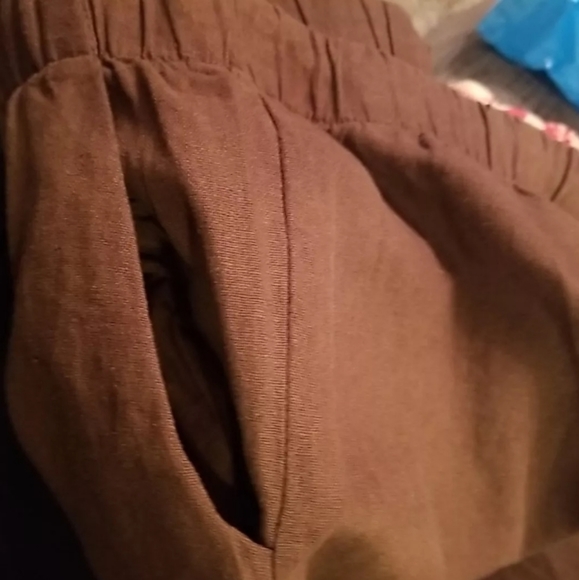 AMBIANCE Apparel High Waist Wide Leg Crop Pants Linen Blend NWT Sz.M Drawstring - Picture 5 of 8